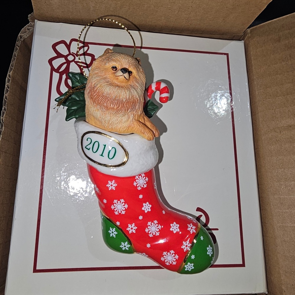 New 2010 Danbury Mint Stocking‎ Stuffer Pomeranian Christmas Ornament